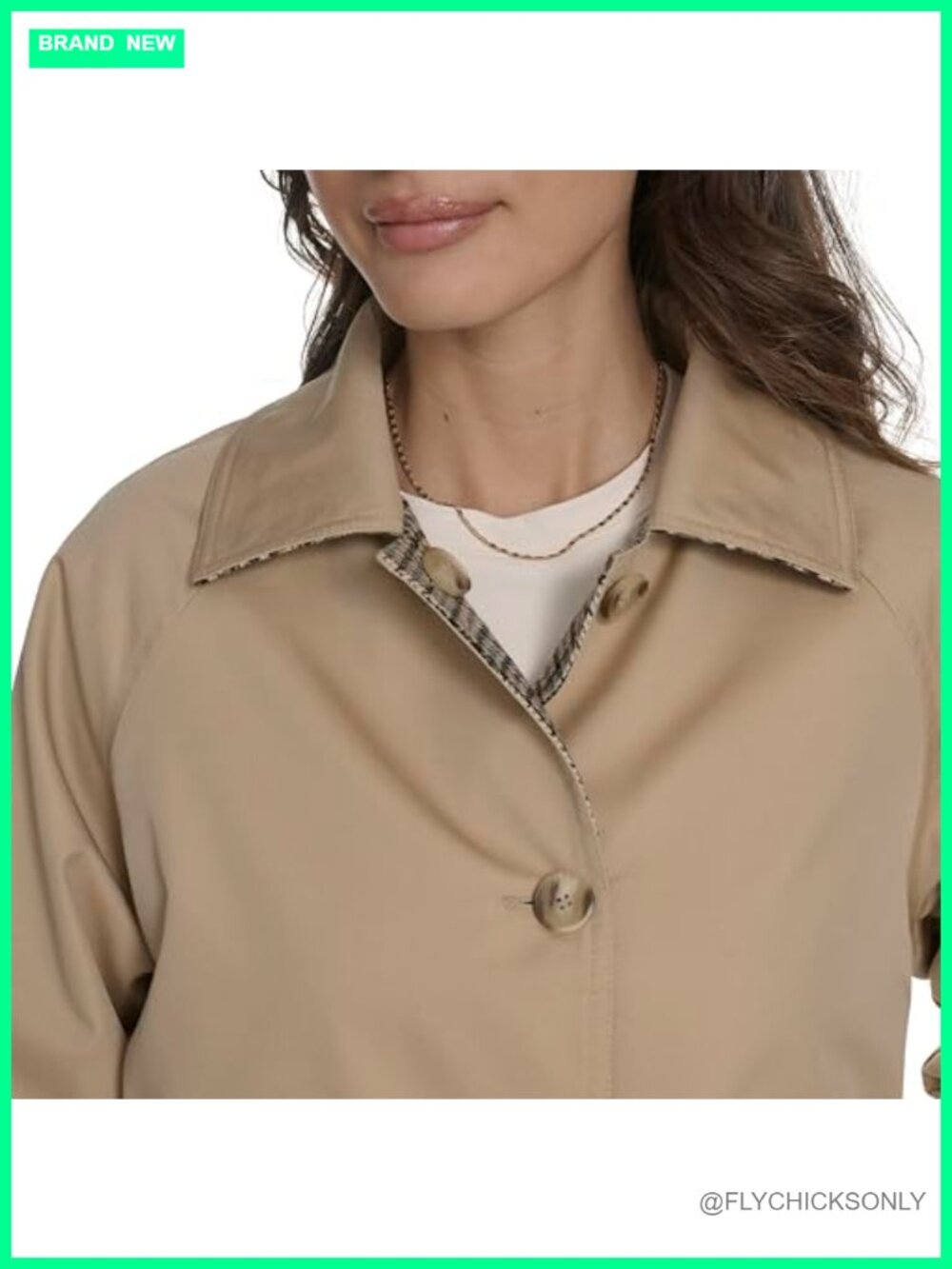 Reversible Trench Jacket Cotton Polyester Cropped Button Front - Picture 3 of 5
